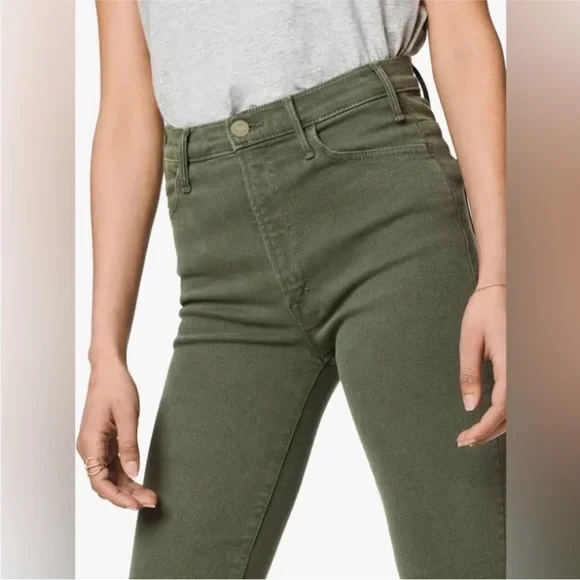 MOTHER Green Flare Wide Leg Jeans - Picture 7 of 15
